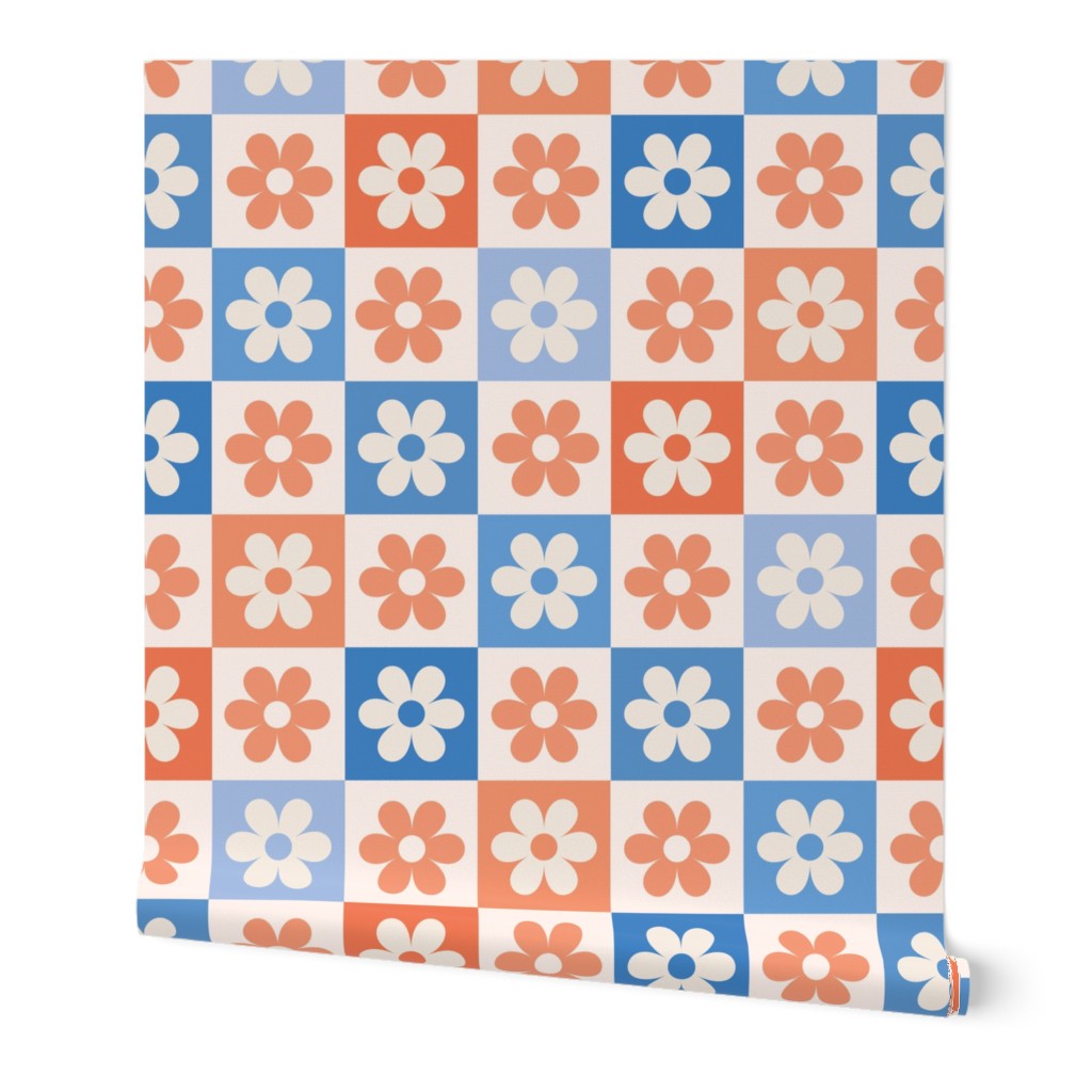 Fourth of July Checkerboard Floral Pattern