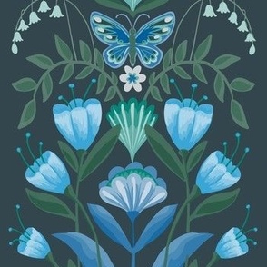 Pantone palette butterfly with floral wallpaper