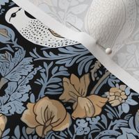 Love Birds - Gold/Blue on Black -William Morris- Wallpaper  New 