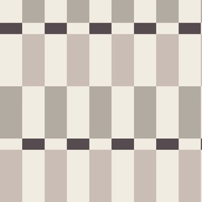 Check Stripe | Cloudy Silver, Creamy White,  Purple-Brown-Gray, Silver Rust | Geometric