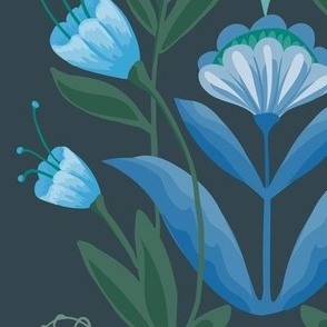 Blue green flower butterfly  wallpaper large