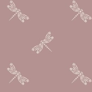 Dragonflies | Creamy White, Dusty Rose | Doodle Bugs - SMALL