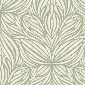 Flutterby | Creamy White,  Light Sage Green | Brushstrokes
