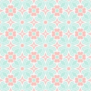 Midcentury Modern Retro Geometric | Small Scale | Sweet Shop Pink and Blue
