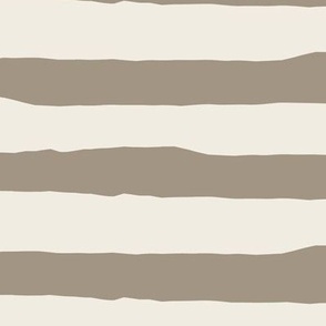 Jagged Horizontal Stripes | Creamy White, Khaki Brown | Stripe