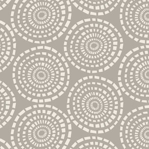 Mosaic-Circles | Creamy White, Cloudy Silver 02 |Handdrawn Geometric