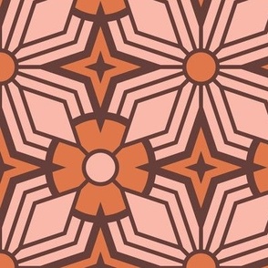 Midcentury Modern Retro Geometric | Large Scale | Orange Pink Brown