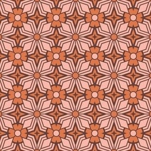 Midcentury Modern Retro Geometric | Small Scale | Orange Pink Brown