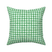 Kelly Green Watercolor Gingham - ditsy Scale - Shamrock Bright Grass Green Checkers Buffalo Plaid