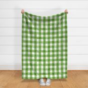 Sap Green Watercolor Gingham - Large Scale - Bright Spring Green Checkers Buffalo Plaid Checkers