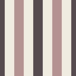 Spaced-Stripes | Creamy White, Dusty Rose, Purple-Brown-Gray | Stripe