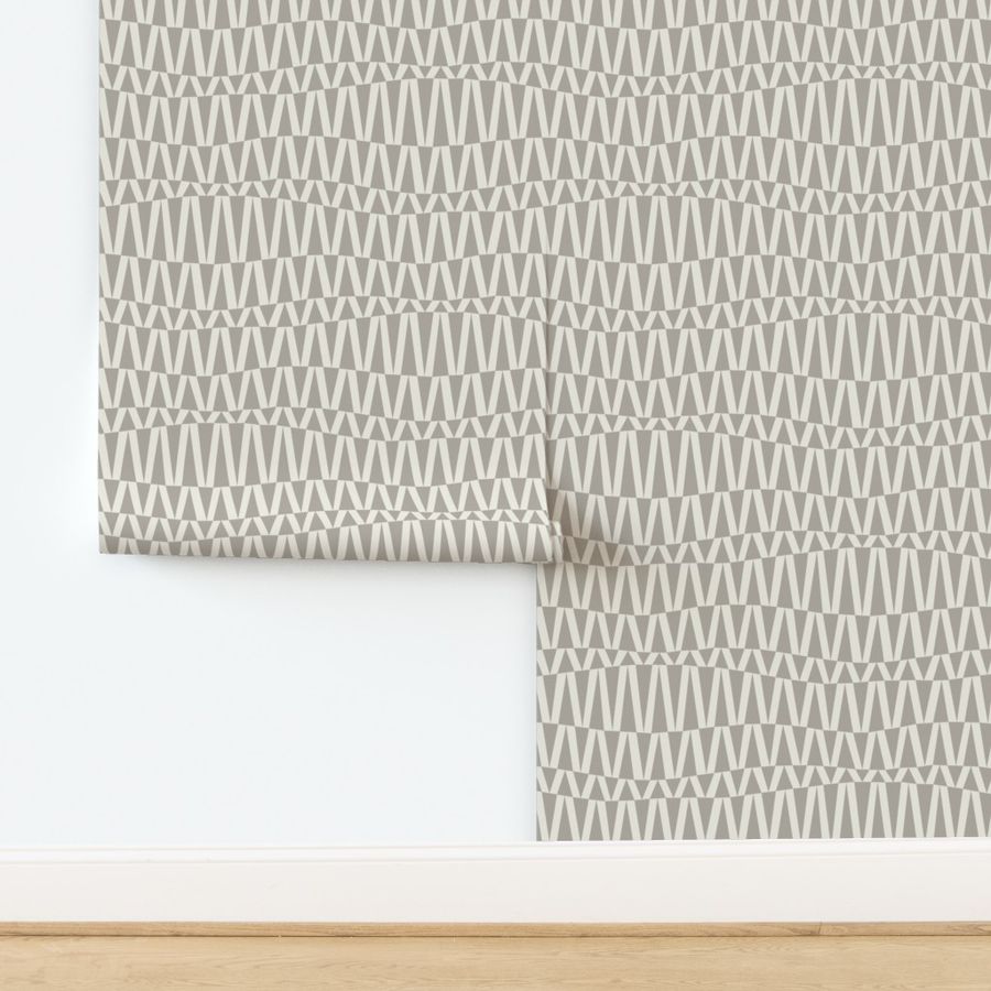 Wavy Triangle Stripe | Cloudy Silver, Creamy White | Geometric