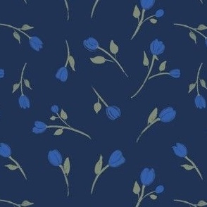 Little Ditzy Blue Floral Buds 5x5 Inch repeat ((wallpaper 6x6)