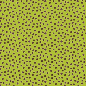purple polka dots on green small scale