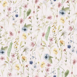 18" Lovely Wildflowers Meadow -  for home decor Baby Girl and nursery fabric perfect for kidsroom wallpaper,kids room - blush