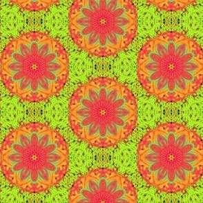 Loopy Stitched Flowers on Textured Lime