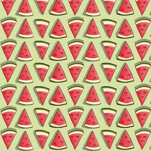 Watermelon slices in lime green 8x8