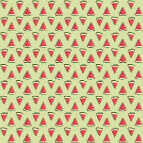 Watermelon slices sparse in lime green 4x4
