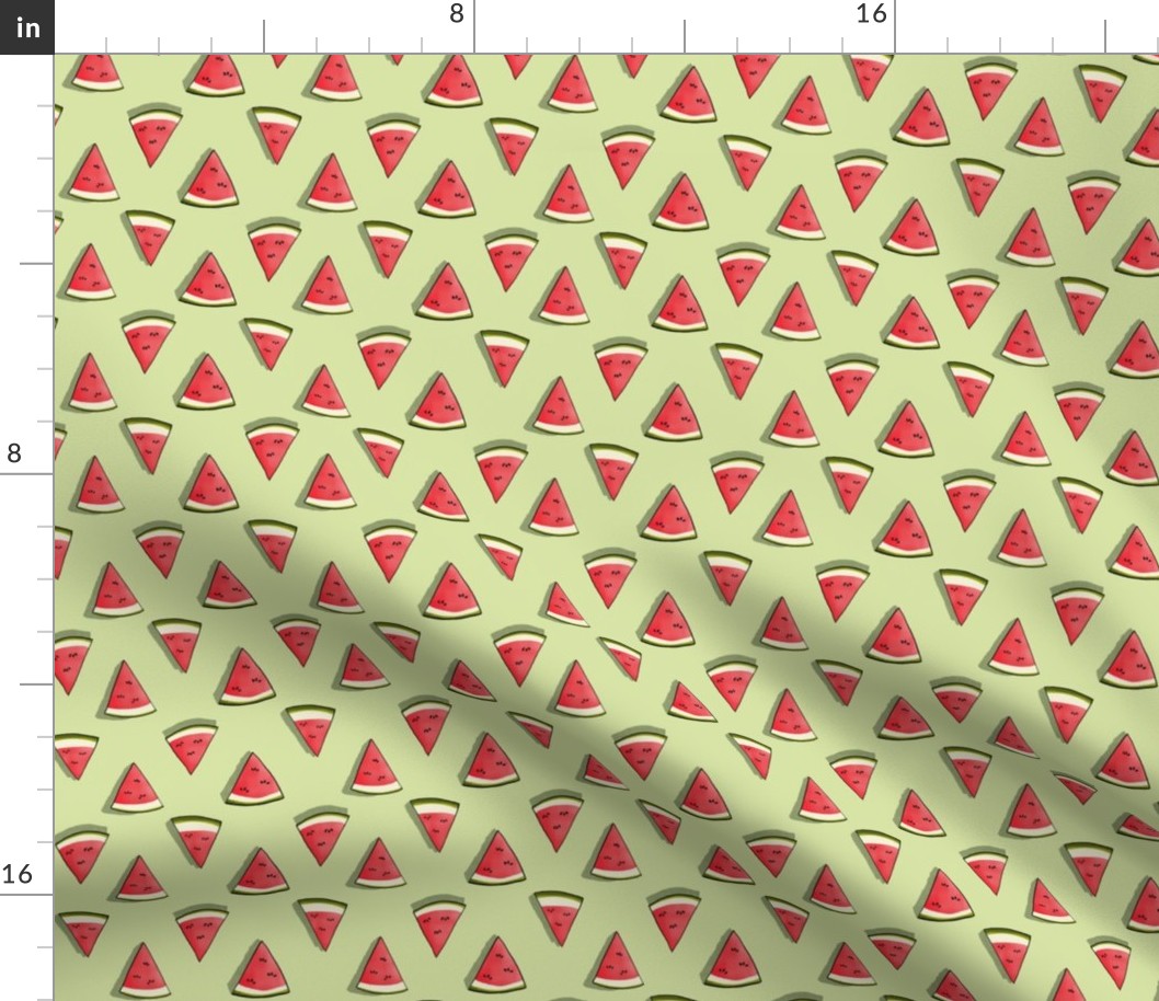 Watermelon slices sparse in lime green 4x4
