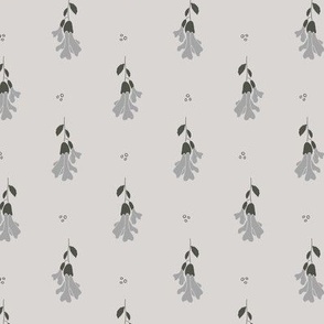 Royal Forest flower trumpets (mid) in light and dark grey like polka dots on platinum