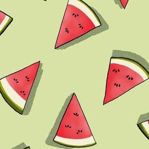 Watermelon slices rotation in lime green  24x24