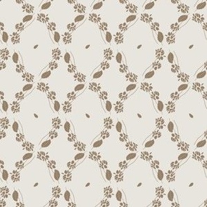 Royal Forest wallpaper (M) tan leaves and flowers like rhombus on linen light