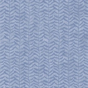 Leafy Block Print in Mineral Blue | Block printed leaf pattern fabric, soft blue, botanical block print fabric, leaves, nature decor, fresh plants print in pale blue.