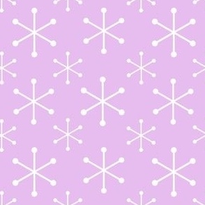 Playful Starburst with White Stars on Purple Background - 4 x 4 in