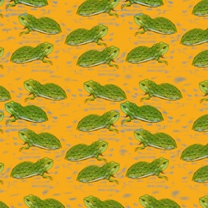 Frog World Yellow table runner tablecloth napkin placemat dining pillow duvet cover throw blanket curtain drape upholstery cushion duvet cover wallpaper fabric living decor clothing shirt Fabric home decor kids by ara_designs