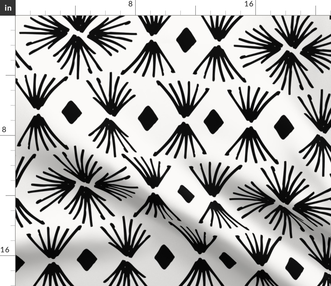 Black and White Boho Geometric White