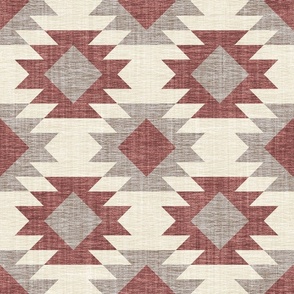 Aztec Tribal Kilim Motifs Hand Woven Terra Rose