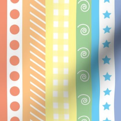 Pattern Clash - Bright Pastel Rainbow Polka Dot Gingham Washi - medium vertical