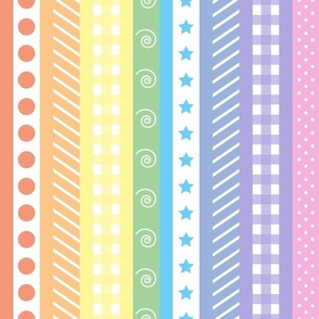 Pattern Clash - Bright Pastel Rainbow Polka Dot Gingham Washi - medium vertical