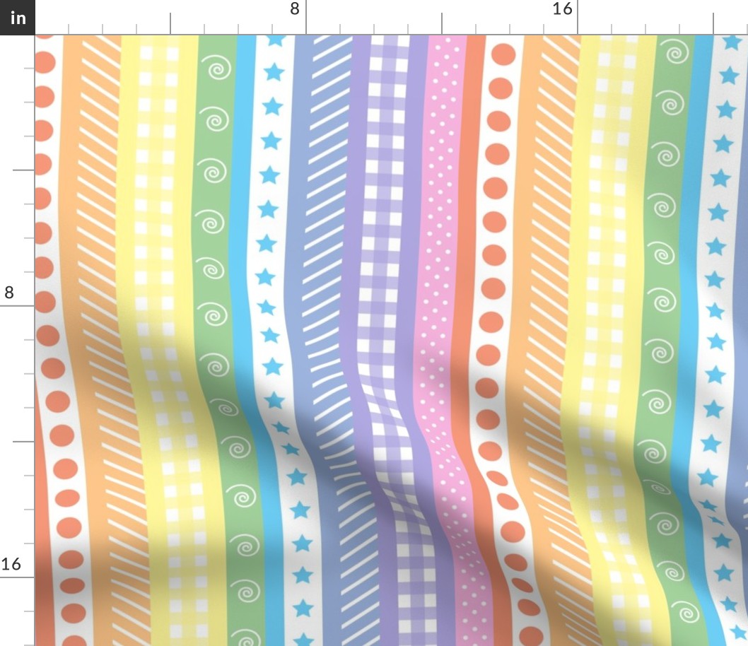 Pattern Clash - Bright Pastel Rainbow Polka Dot Gingham Washi - medium vertical