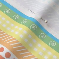 Pattern Clash - Bright Pastel Rainbow Polka Dot Gingham Washi Stripes - extra small