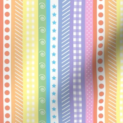 Pattern Clash - Bright Pastel Rainbow Polka Dot Gingham Washi Stripes - extra small