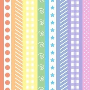 Pattern Clash - Bright Pastel Rainbow Polka Dot Gingham Washi Stripes - extra small