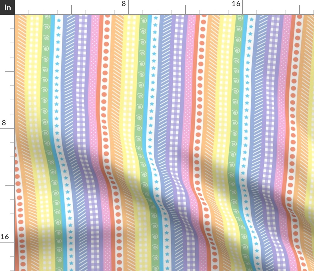 Pattern Clash - Bright Pastel Rainbow Polka Dot Gingham Washi Stripes - extra small