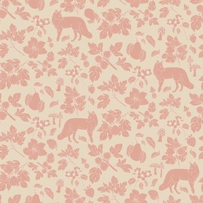 Harvest Time Foxes Silhouette in Beige and Dusty Pink