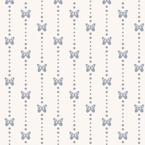 Dotted Butterfly Stripes - Cream & Baby Blue
