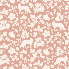 Harvest Time Foxes Silhouette in Cream and Dusty Pink