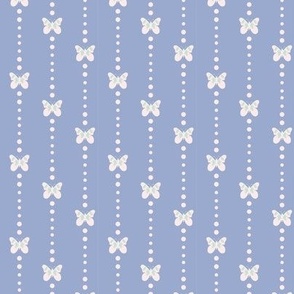 Dotted Butterfly Stripes - Serenity Blue & White