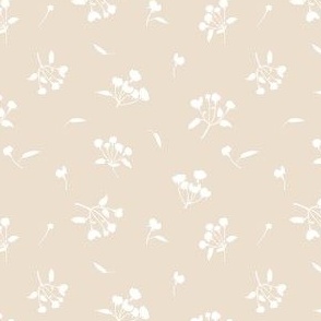 Ditsy Floral Silhouette on a Beige Background