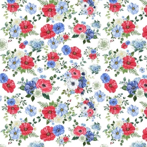Red White Blue Floral Toss
