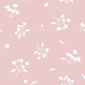 Ditsy Floral Silhouette on Dusty Pink Background