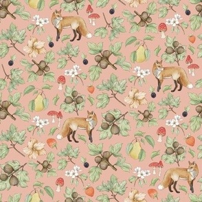 Harvest Time Collection Hero Foxes and Floral on Apricot Background