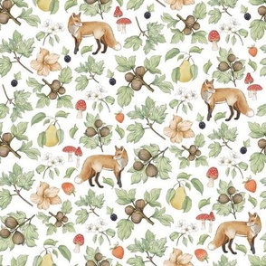 Harvest Time Collection Hero Foxes and Floral on White Background