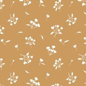Ditsy Floral Silhouette on Mustard