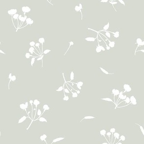 Ditsy Floral Silhouette on Mint background
