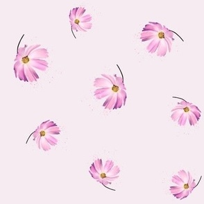 1 inch Floating Pink Cosmos Flowers Hand-Painted Watercolor for Girl Nursery